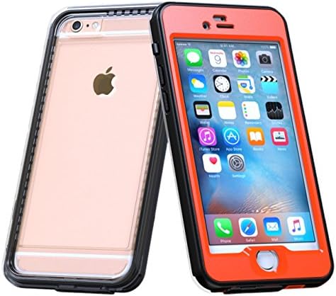 iPhone 6 Waterproof Case, iPhone 6s Case [Newest Version] [Ultra thin] Full-Body Underwater Shockproof Durable Full Sealed Protection Case Cover for Apple iPhone 6 (4.7 inch) (Black+Orange)