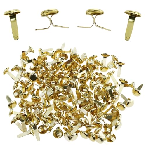 Haidong Paper Fasteners Gold Mini Round Brads for Handicrafts, DIY (Gold) 240PCS