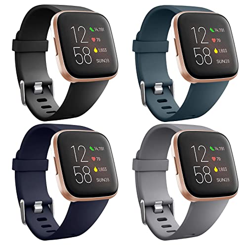2 Pack Waterproof Bands For Fitbit Versa 2 - Soft Silicone Replacement Straps For Women & Men - View #9