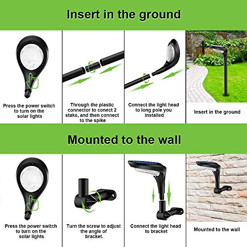 JSOT Outdoor Solar Pathway Lights Landscape Path Light with 2 Modes [Cool White & Warm White] Waterproof LED Spot Lighting Solar Powered Ground Lights for Garden Driveway Lawn Decorations,4 Pack - Thumbnail 6