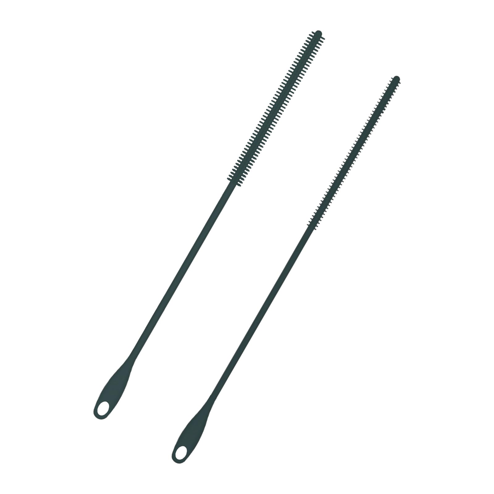 PEUTIER 2pcs Silicone Straw Brushes, 6mm+8mm Extra Long Straw Cleaning Brush Reusable Bottle Straw Washing Tool with Hanging Ring Bendable Crevice Brush Pipe Cleaners for Smoothie Straw (Gray)