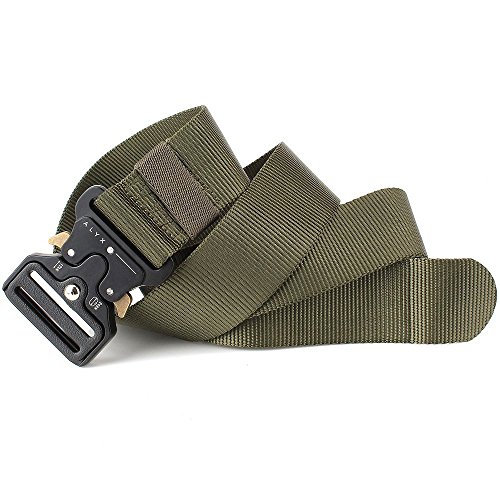 Mens Tactical Belt, W/1.5"-1.7" Military Nylon Waist Belt with Metal Buckle Adjustable Combat Equipment Belt Heavy Duty Army Training Carry Waist Belt (Green Army W/1.7 inches) - Thumbnail 2