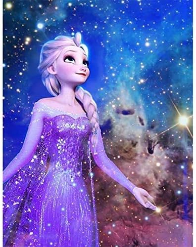 5D Diamond Painting Full Drill Number Kit for Adults and Kids,Embroidery Cross-Stitch Arts Craft Canvas for Home Wall Decor (Purple Princess)