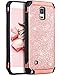BENTOBEN Note 4 Case, Galaxy Note 4 Case, 2 in 1 Glitter Bling Hybrid Slim Hard PC Cover Coat Sparkly Shiny Faux Leather Chrome Shockproof Protective Phone Case for Samsung Galaxy Note 4, Rose Gold