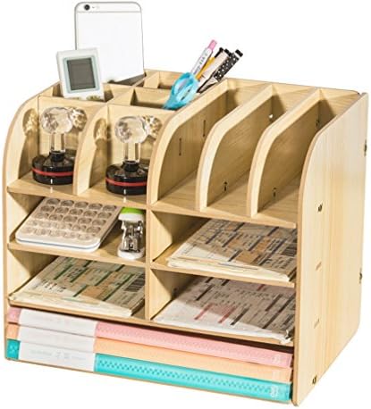 SXXDERTY Desk Organiser Multifunctional Wooden Freestanding Desktop Storage Multilayer Bookshelf for Home Office Supplies(31.524.527cm) (Color : #1)