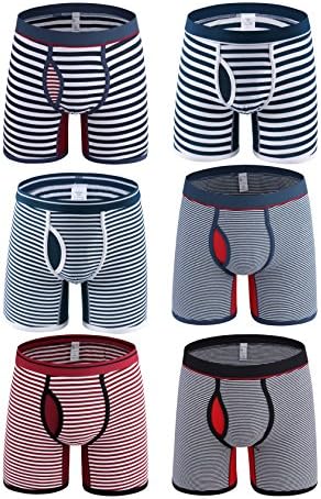 Nowee Mens Cotton Boxer Briefs Long Leg Underwear No Ride Up