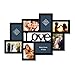 Adeco PF0550 8-Opening Black Wood Love Wall Hanging Photo Frame, 4 by 6