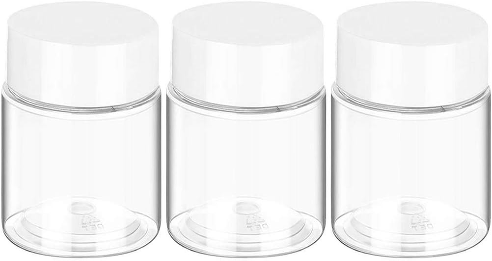 Amazon 120ml化粧品容器セット 3 6 パック 粘液 化粧品 ローション クリーム用の裏地と蓋付きの丸いプラスチック瓶 透明 3個 白い タワシ オンライン通販