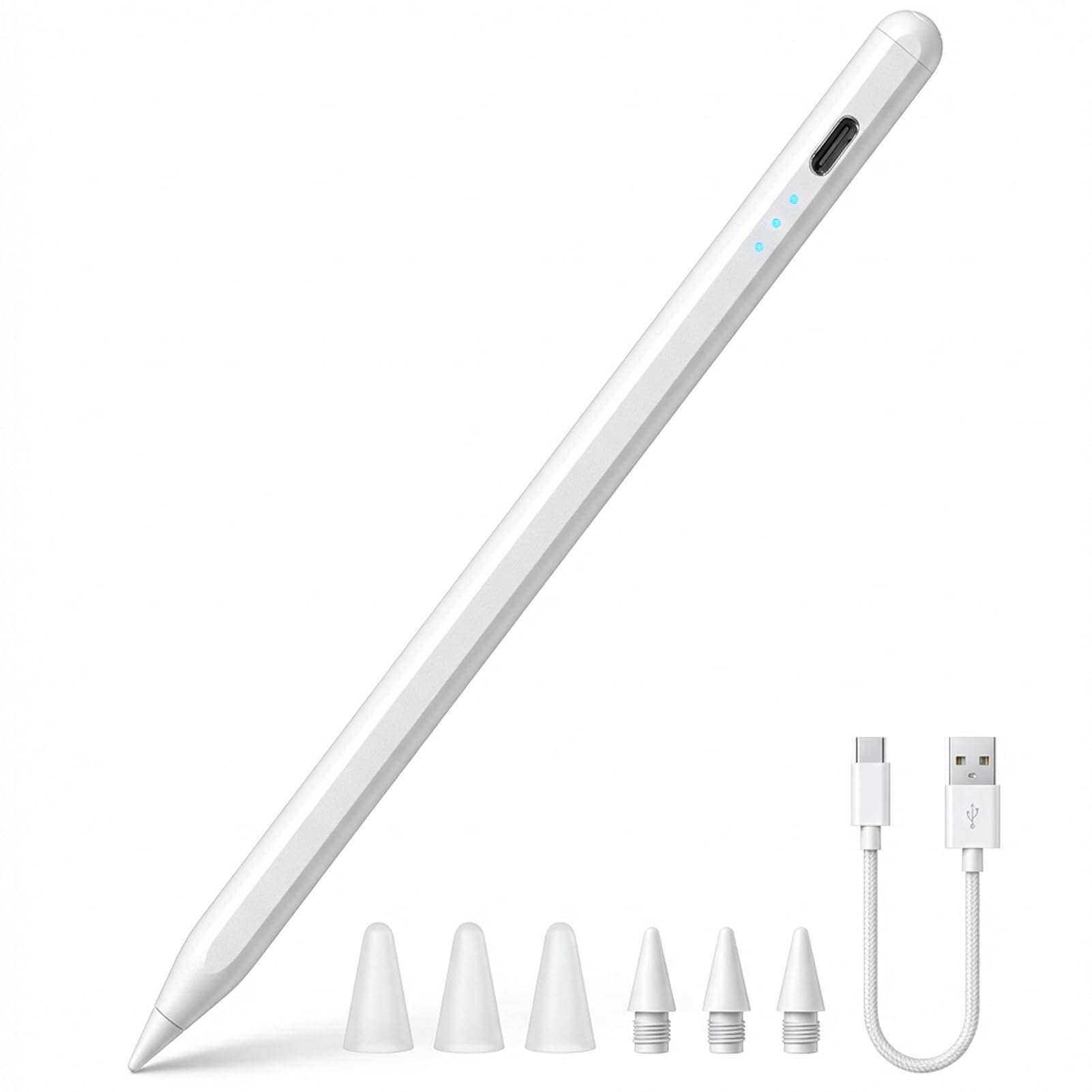 JDB A16 Stylus Pen for iPad, 3X Fast Charge,Tilt Sensitivity & Palm Rejection Active Pencil Compatible with 2018-2025 Apple iPad Pro 11/12.9 /M4, iPad Air 3/4/5/M2/M3,iPad mini 5/6