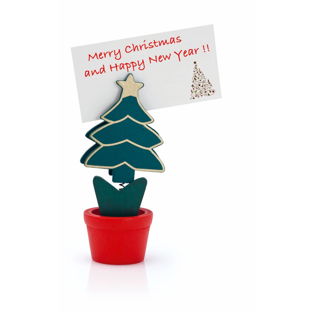 eBuyGB Pack Of 6 Christmas Tree In A Pot Card Name Holder