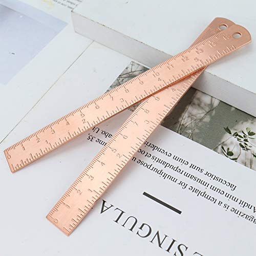 Pomeat 6 Inch Brass Ruler Rose Gold Durable Ruler Good for Journal, Planner and Diaries