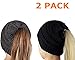 Ponytail Beanie Hats BeanieTail Womens Soft Stretch Cable Knit Messy High Bun Cap,2 Pack
