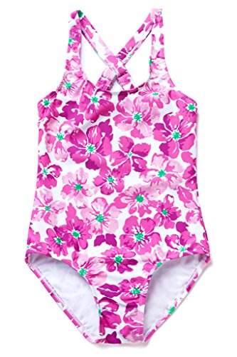 Sociala Little Big Girls Floral One Piece Swimsuit Criss Cross Back Swimwear