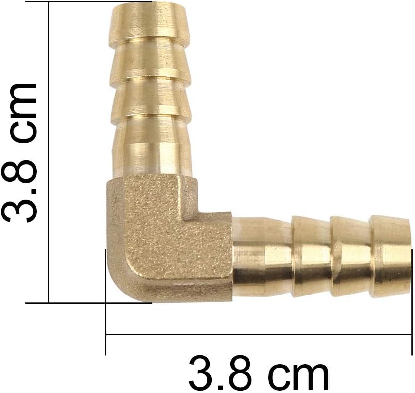 X AUTOHAUX 10mm Hose Barb Elbow 90 Degree Brass Fitting for Air Water Oil 5pcs, Gold Tone, 14 x 10 x 1.5 cm - Image 3