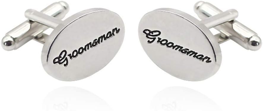 Elefezar Men's Oval Silver Tone Cufflinks Wedding Accessories Gift Shirts Jewelry for Men