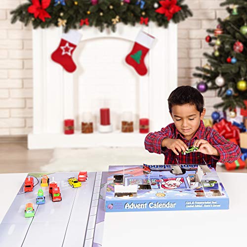 Purple Ladybug Novelty Car Stocking Stuffer Toy Cars 2019 Advent Calendar for Kids, with 24 Different Pull Back Vehicles Including Race Cars, Construction Vehicles! Perfect for Boys!