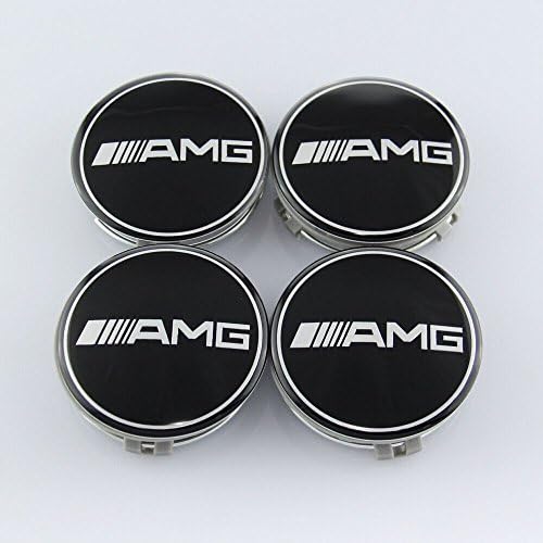 CzlpV 4pcs Center Hubcap Hub Cap Caps MB Emblem Wheel Cover for Benz AMG (Black)