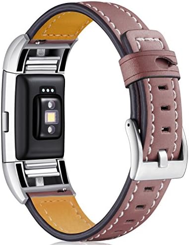 Dizywiee for fitbit charge 2 bands, Fitbit charge 2 accessory wristband with stainless steel connector, Genuine leather charge 2 replacement bands women men