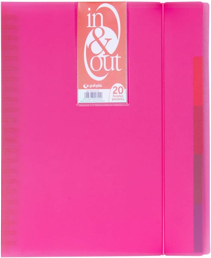 grafoplas 39422054 - Folder, 20 Pockets, in & Out System, A4, Fuchsia