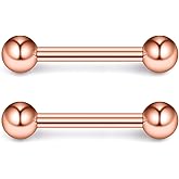 Ruifan 316L Stainless Steel Nipple PA Tongue Shield Barbell Ring Bar Body Piercing Retainer 12G 14mm 2-12PCS