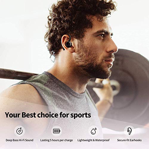 Axloie Wireless Earbuds Sport, [Upgraded] Bluetooth 5.0 Headphones True Wireless Premium Deep Bass IPX7 Waterproof 25H Playtime in-Ear TWS Stereo Earphones with Charging Case for Running Gym Workout