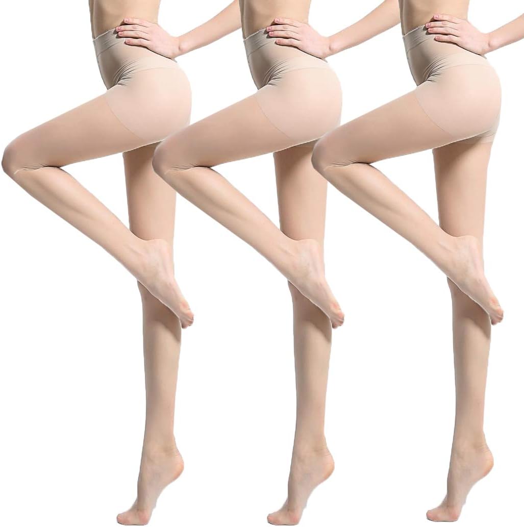 Women's 3-4 Pairs 5D Ultra Sheer Pantyhose Control Top Silky Sheer Tights