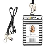 ID Badge Holder with Lanyard, Vertical PU Leather