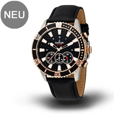 Akteur Chronograph Steel-Black/Rosè w. Leather Strap