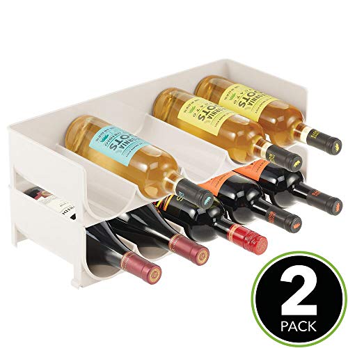 mDesign Plastic FreeStanding Water Bottle and Wine Rack Storage