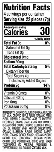 HAPPY BABY ORGANICS BABY SNACKS, GREEK YOGIS, FREEZE DRIED YOGURT &VEGGIE FRUIT SNACKS, GLUTEN FREE BABIES 9+ MONTHS, BLUEBERRY & PURPLE CARROT, 1 OUNCE