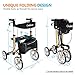 OasisSpace Aluminum Rollator Walker, with 10'' Wheels and Seat Compact Folding Design Lightweight Baking Complimentary Carry Bag (Champagne)