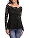 iClosam Women Sexy Off Shoulder A-line Long Sleeve Floral Lace Top