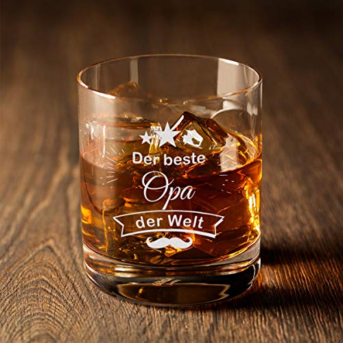polar-effekt Whiskyglas mit Gravur der Beste Opa der Welt, hochwertiges Whiskey Tumbler Glas 320ml Personalisiert - Männer Geschenk zum Geburtstag – Bild 3