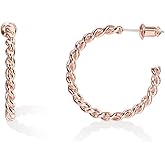 PAVOI 14K Gold Plated 2.5mm Twisted Rope Hoop Earrings for Women | Round Hoops Earrings