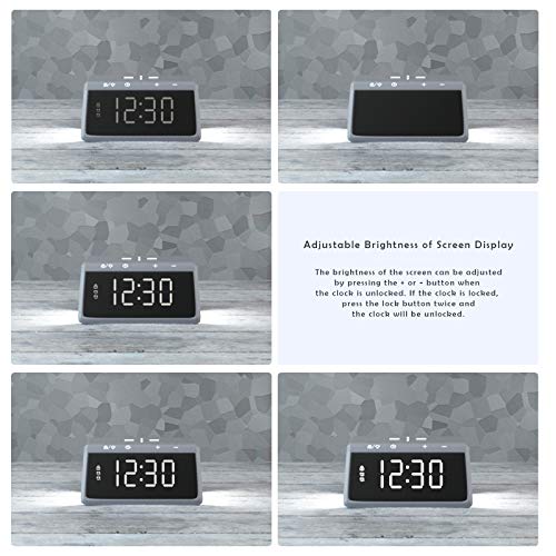 Wireless Charging Alarm Clock for Bedroom, Pointuch Digital Alarm Clock
