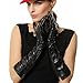 Suntasty Ladies Lambskin Genuine Long Leather Glove For Women Black