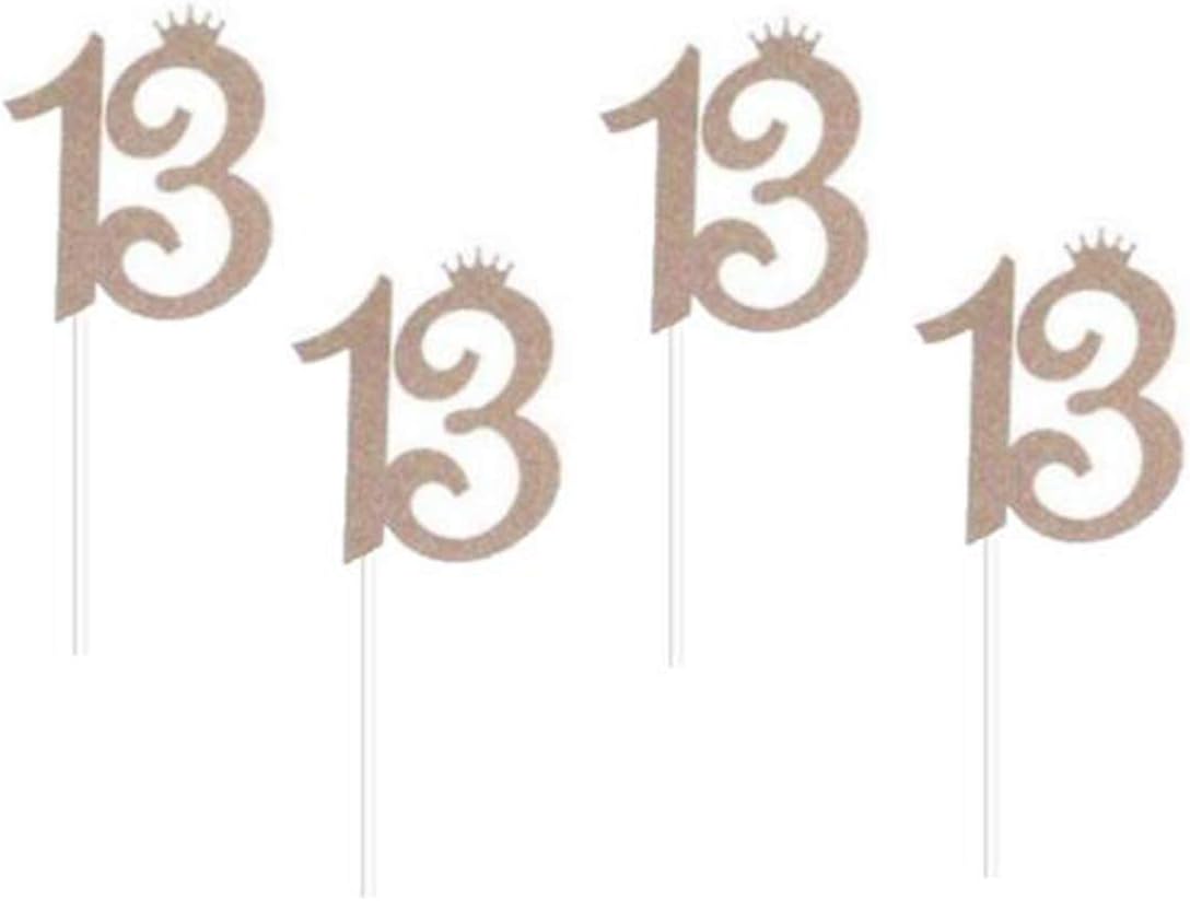 24 Pack of Glitter Rose Gold Number"13" Cupcake Toppers 13th Birthday Party Cupcake Toppers