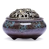 UOON Ceramic Stick Incense Burner and Cone Incense Holder (Blue)