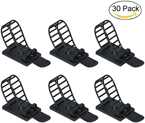 YiwerDer 30Pcs Adjustable Cable Clips, Adhesive Wire Clips, Cable wire Management Holder Clamps with Screw Mount for Home, Car and Office- Black