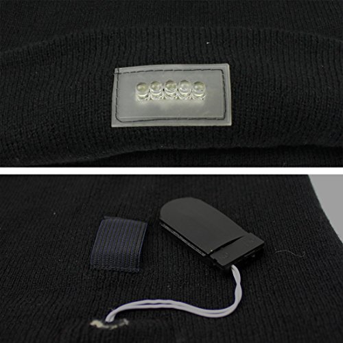 EZGO 5 LED Hands Free Unisex Lighted Beanie Power Stocking Cap/Hat, Perfect Hands Free Flashlight for Hunting, Camping, Grilling, on/off Switch Hidden in the Cap, Black - Thumbnail 6