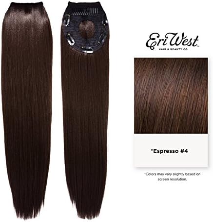 Eri West Clip-in Invisible Ponytail Extension Futura Fiber Ponytail 120g - Yaki Straight 22" Espresso