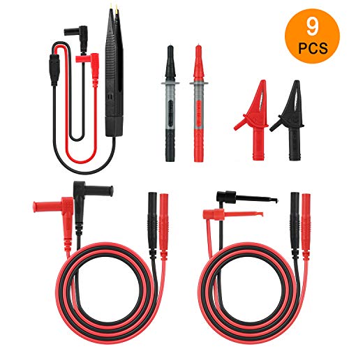9 in 1 Electronic Test Leads Kit, Meterk Multimeter Leads with Alligator Clips, Test Extension, Test Probe, Plunger Mini-hooks Replaceable Test Meter