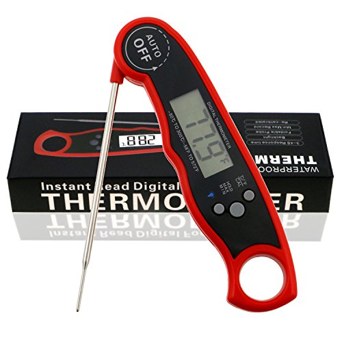 GikPal Instant Read MeatThermometer Super Fast Digital Electronic Food Thermometer Waterproof Accurate Barbecue Cooking Thermometer for Kitchen and Outdoor Cooking, Red