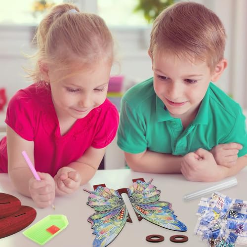 Mocrop 5D Diamond Painting Butterfly Deko Desktop Vase Butterfly Flower Vase Diamond Painting for Adults Kids Craft Set Suitable for Home Office Desktop Ornaments