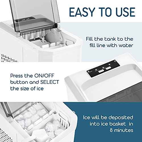 Countertop Ice Maker Machine Portable, Self Cleaning Function, Mini Ice