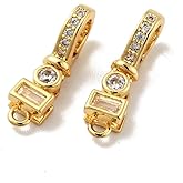 Gelirda 10Pcs Brass Cubic Zirconia Fold Over Clasps Golden Extension Connector Clasp for DIY Jewelry Making Bracelets Necklace Crafts