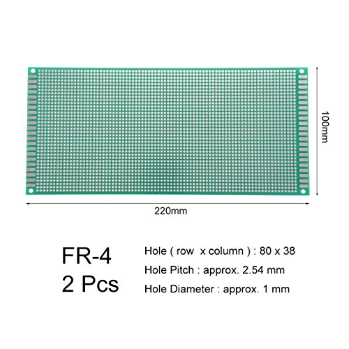 uxcell 10x22cm Single Sided Universal Printed Circuit Board for DIY Soldering Green Thickness 1.6mm 2pcs