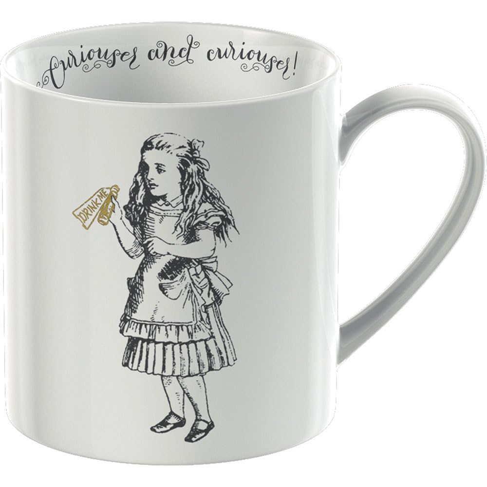 V&A C000048 Alice in Wonderland Mug in Gift Box, 'Alice' Design, Fine China, White, 350 ml