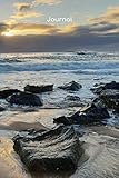 Journal: Rocky seashore sunrise background and white title, 200 page (100 sheet) 6