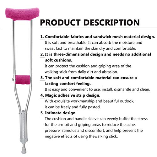 TOMMHANES AMISGUOER Crutch Pads Underarm Crutches Pads Crutch Hand Grip Covers Crutch Pads Washable OneSize (2 Armpit, 2 Hand Cushion) (CP10P) - Thumbnail 7